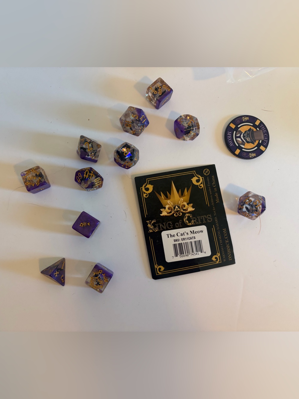 King of Crits Dice Poly Set - Cat's Meow (12) New dice